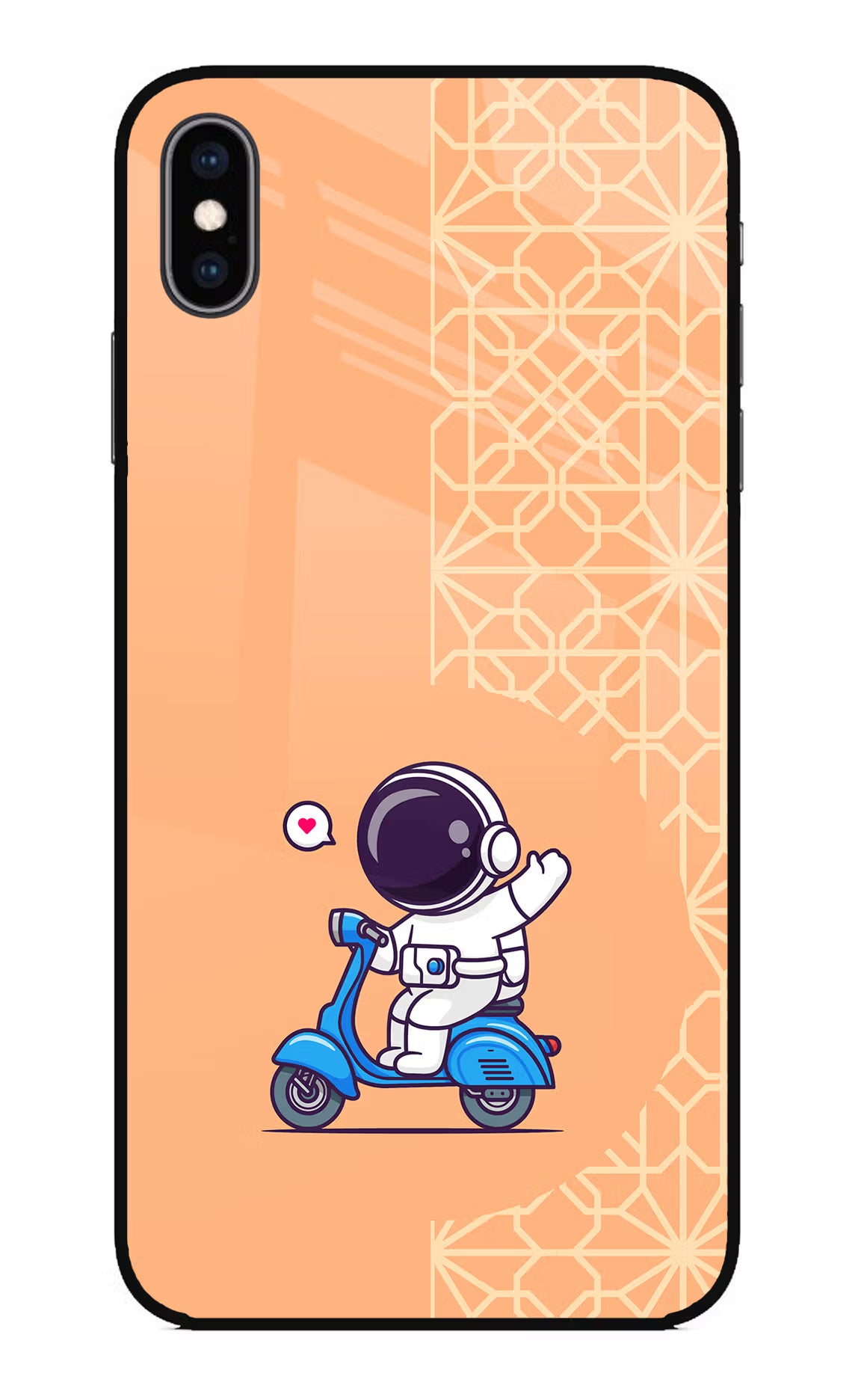 Cute Astronaut Riding iPhone XS Max Glass Case Back Cover by Casekaro