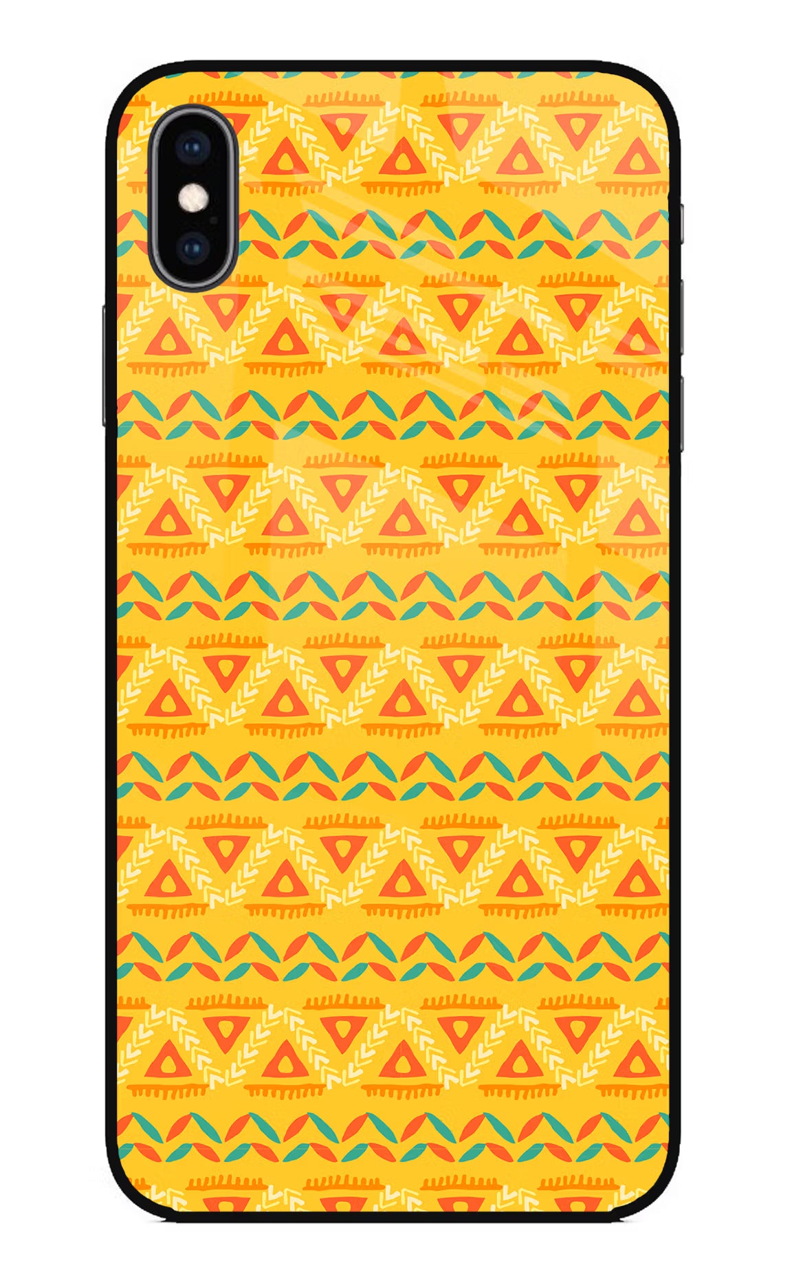Tribal Pattern iPhone XS Max Glass Case Back Cover by Casekaro
