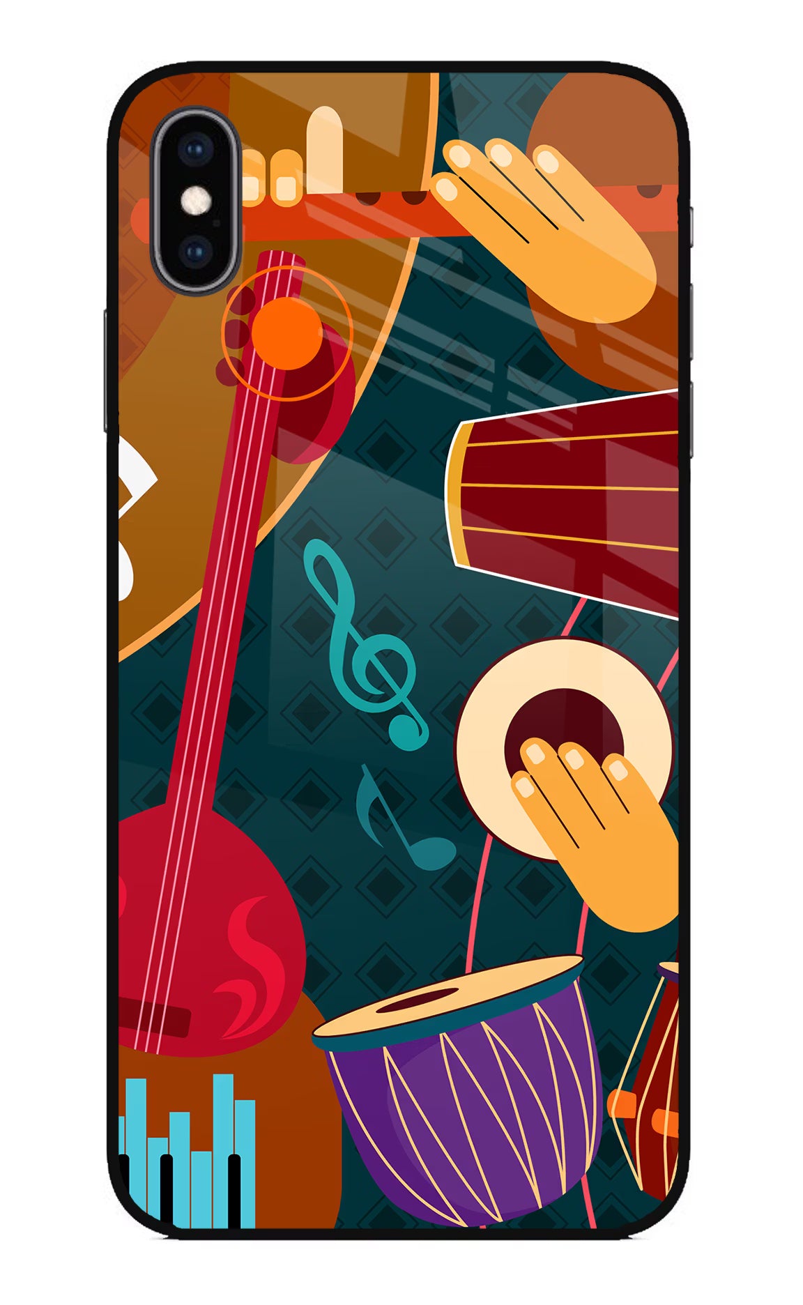 Music Instrument iPhone XS Max Glass Case Back Cover by Casekaro