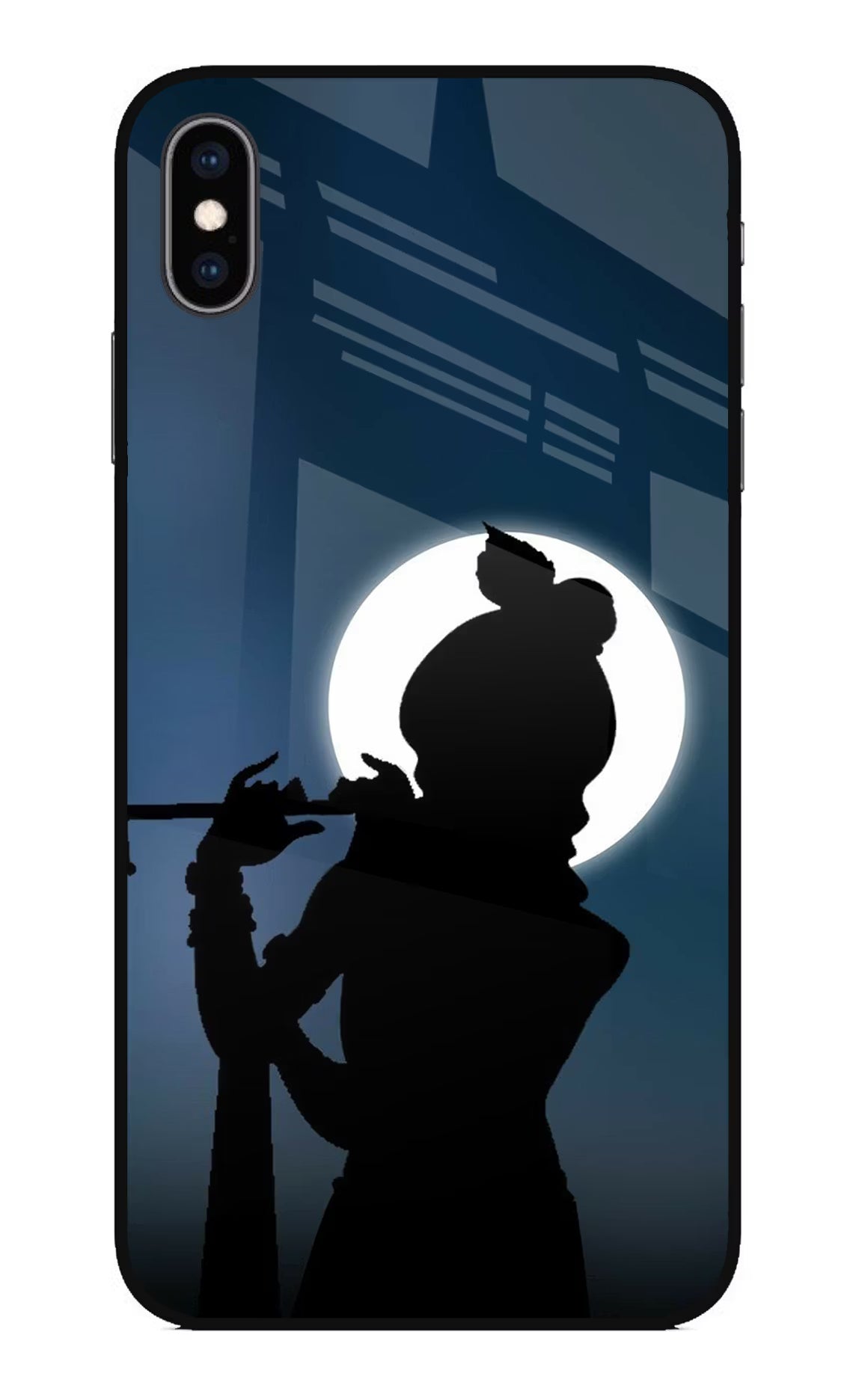 Shri Krishna Silhouette iPhone XS Max Glass Case Back Cover by Casekaro