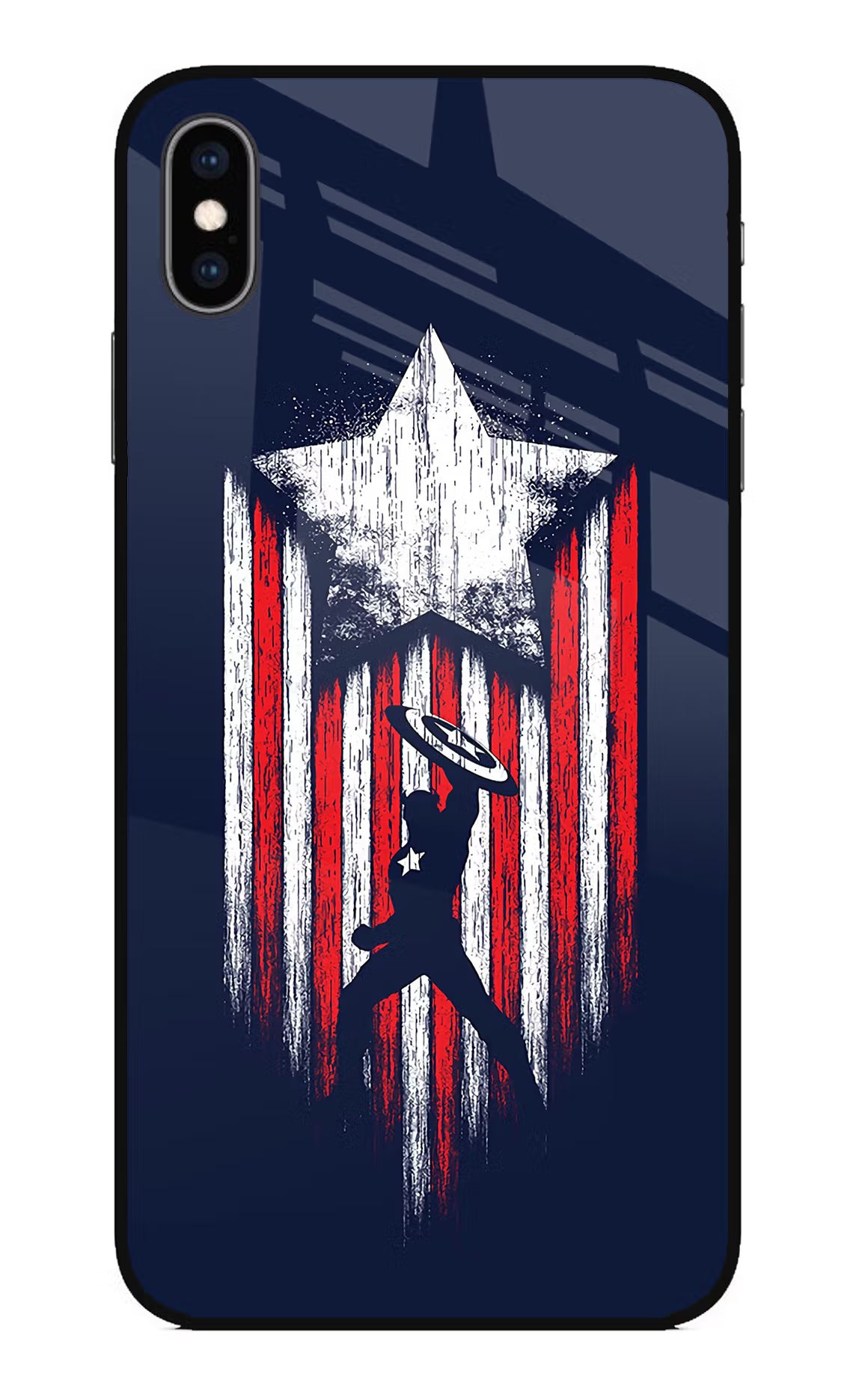 Captain America Marvel Art iPhone XS Max Glass Case Back Cover by Casekaro