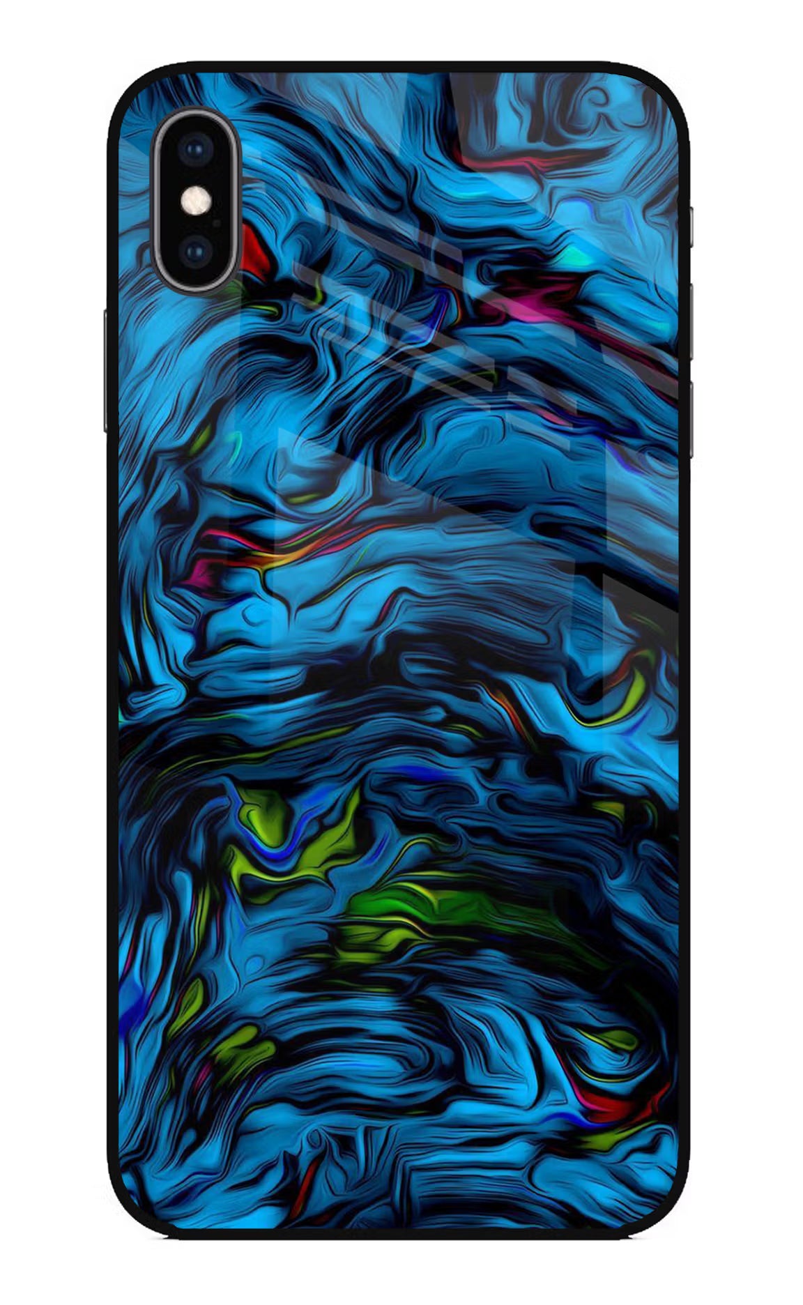 Dark Blue Abstract iPhone XS Max Glass Case Back Cover by Casekaro