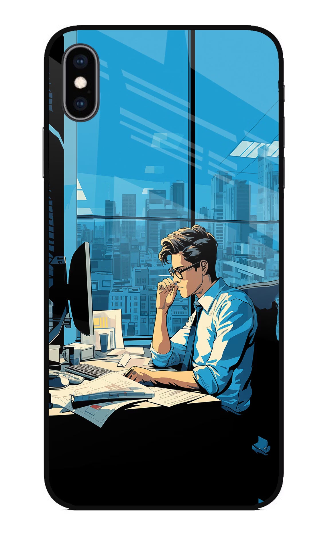 Focused Hustler (AI Generated) iPhone XS Max Glass Case Back Cover by Casekaro