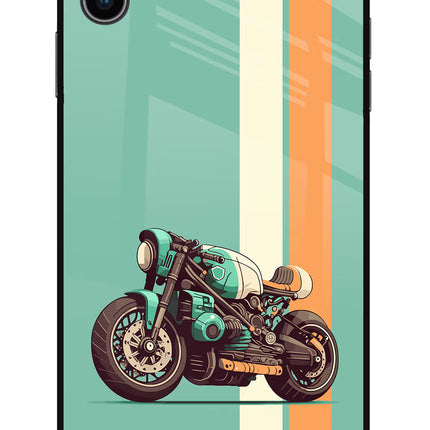 Striped Moto Drift iPhone XS Max Glass Case Back Cover by Casekaro