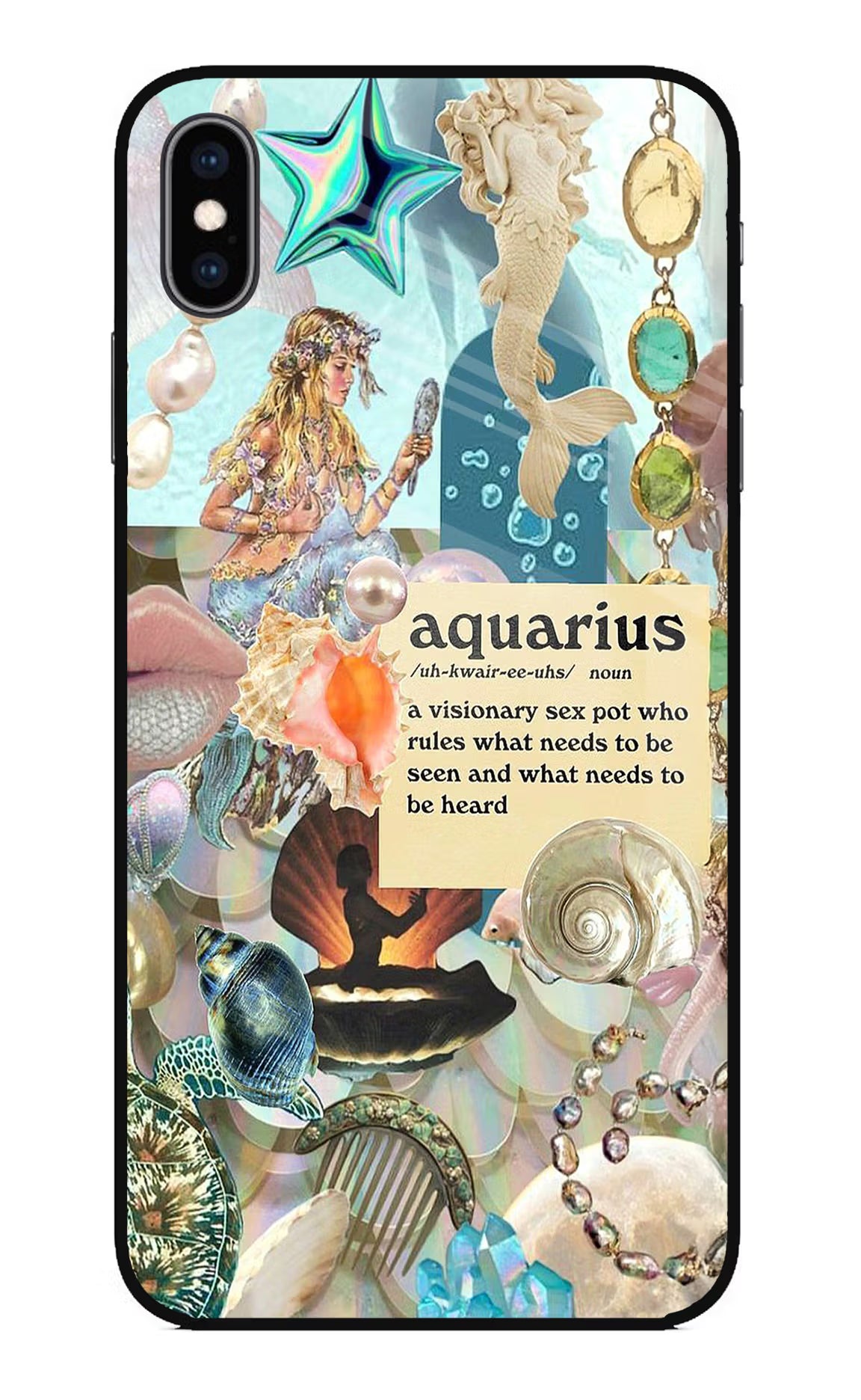 Aquarius Zodiac iPhone XS Max Glass Case Back Cover by Casekaro