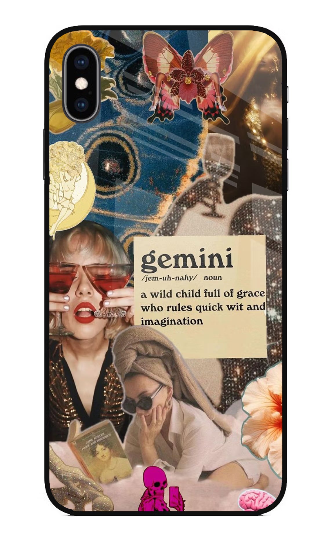Gemini Zodiac iPhone XS Max Glass Case Back Cover by Casekaro