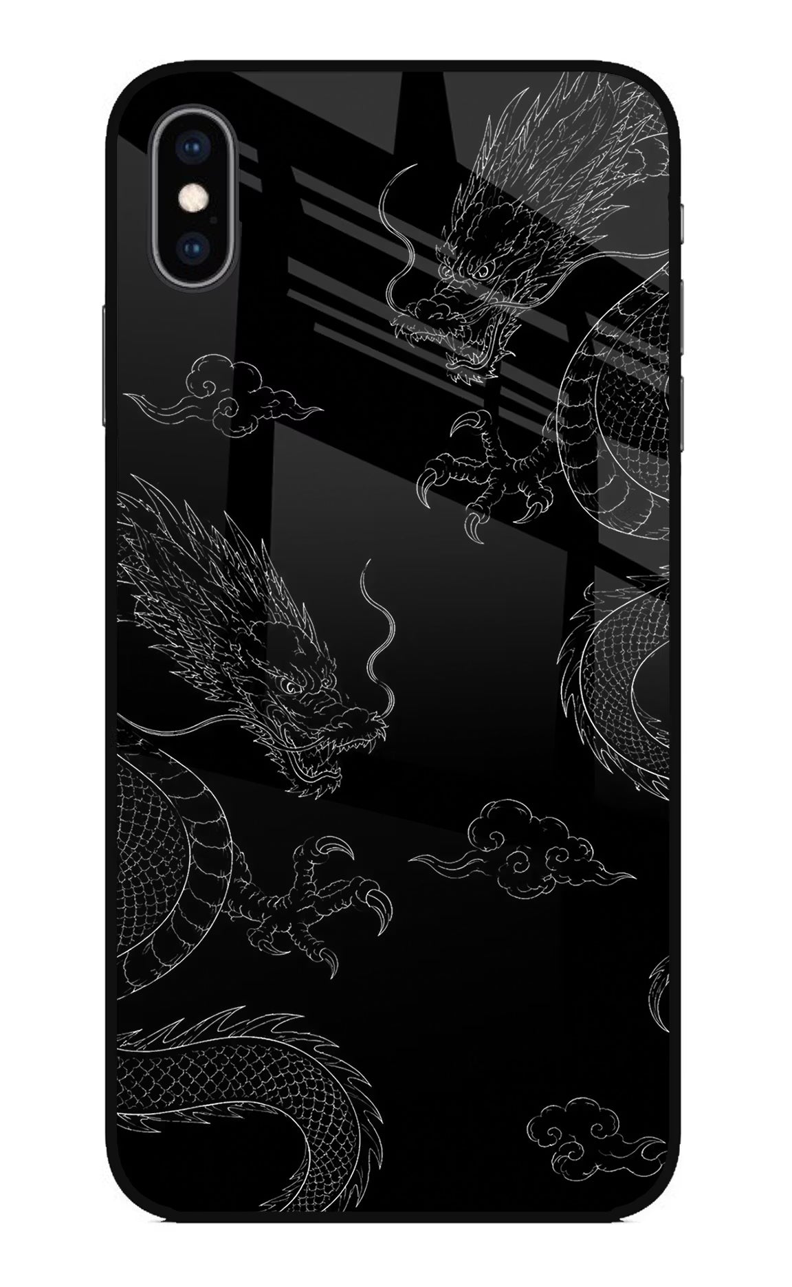 Twin Dragons iPhone XS Max Glass Case Back Cover by Casekaro