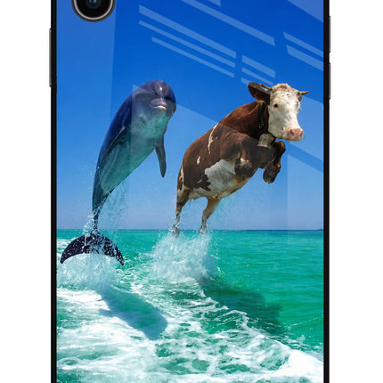 Dolphin vs Cow iPhone XS Max Glass Case