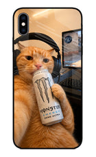 Gamer Cat Energy iPhone XS Max Glass Case