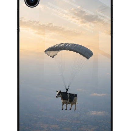 Skydiving Cow iPhone XS Max Glass Case