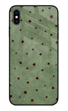 Green Stars iPhone XS Max Glass Case Back Cover by Casekaro