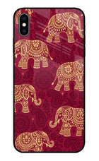 Maroon Elephant iPhone XS Max Glass Case Back Cover by Casekaro