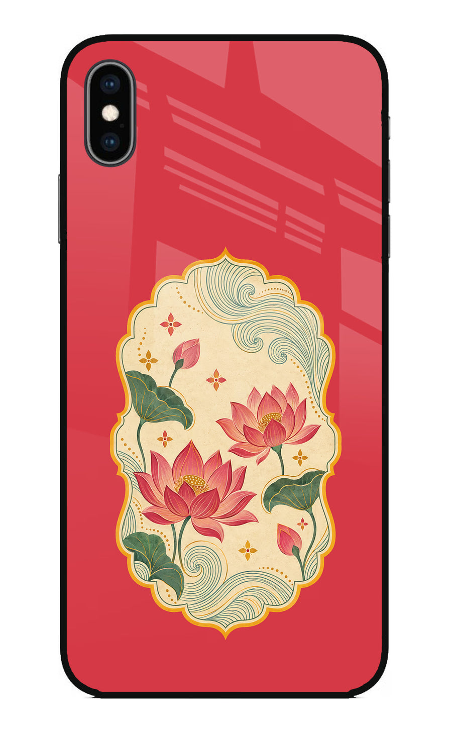 Pink Lotus iPhone XS Max Back Cover, Glass case