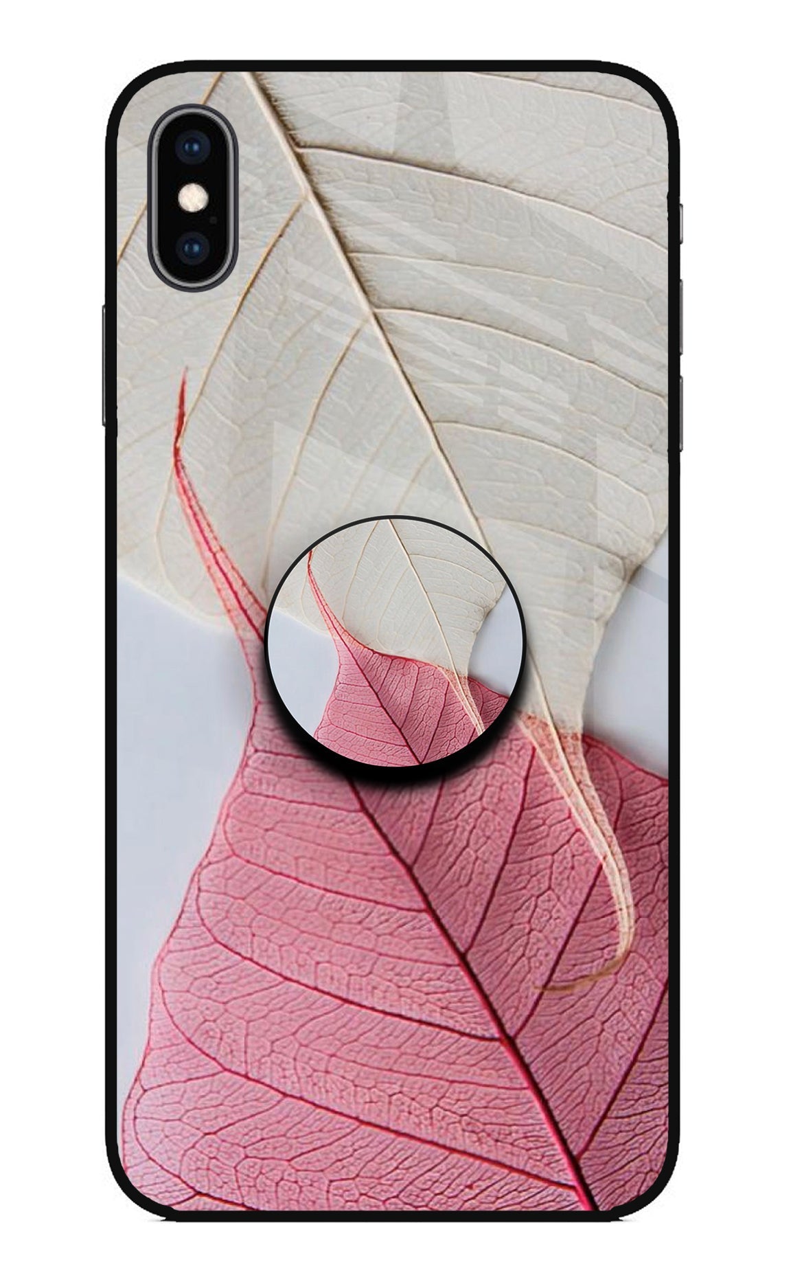 White Pink Leaf iPhone XS Max Glass Case