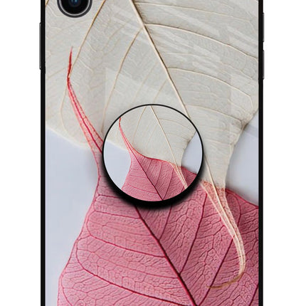 White Pink Leaf iPhone XS Max Glass Case