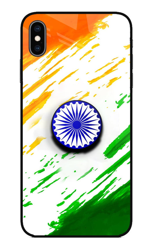 Indian Flag Ashoka Chakra iPhone XS Max Glass Case