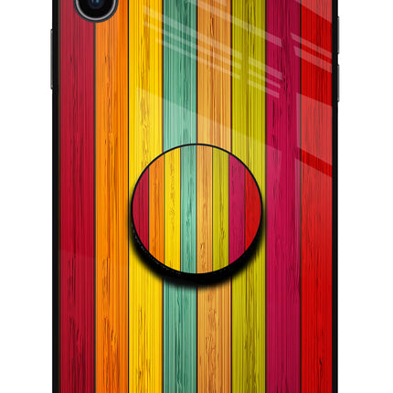 Multicolor Wooden iPhone XS Max Glass Case