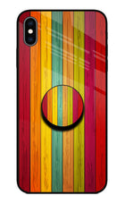 Multicolor Wooden iPhone XS Max Glass Case