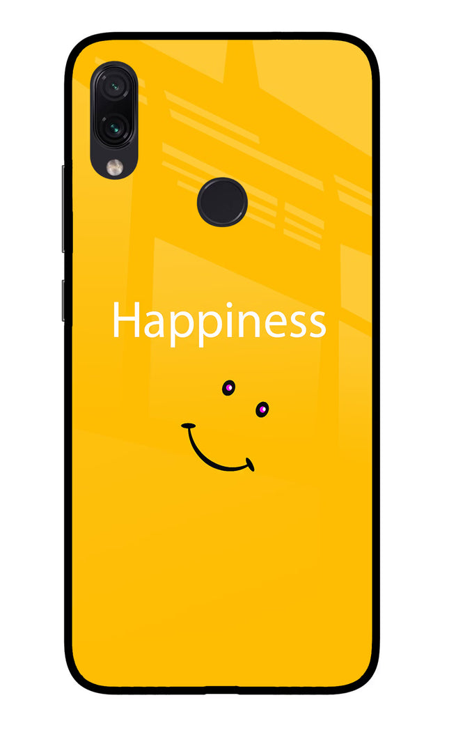 Happiness With Smiley Redmi Note 7S Glass Case Back Cover by Casekaro