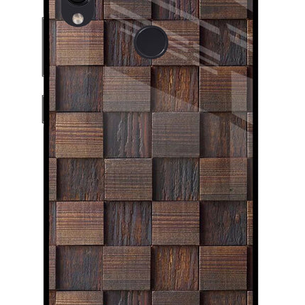 Wooden Cube Design Redmi Note 7S Glass Case Back Cover by Casekaro