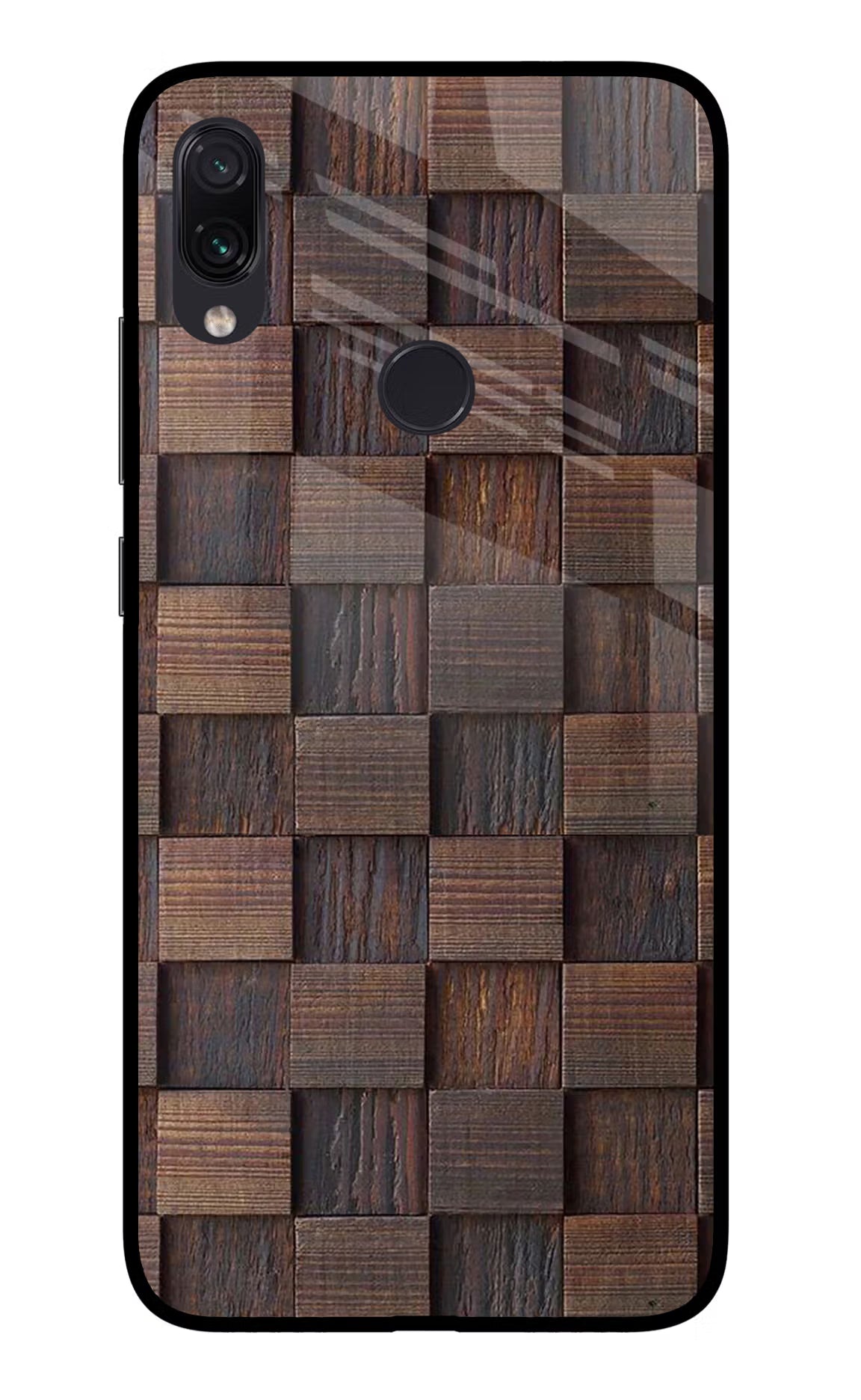 Wooden Cube Design Redmi Note 7S Glass Case
