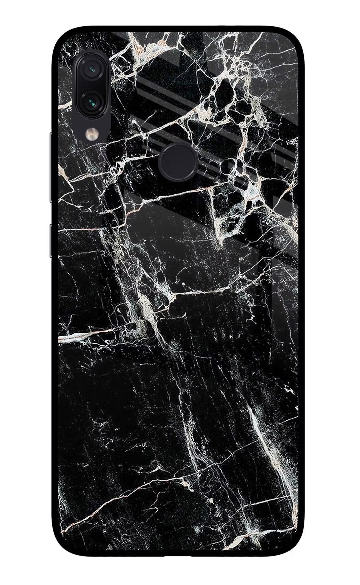 Black Marble Texture Redmi Note 7S Glass Case Back Cover by Casekaro