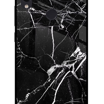 Black Marble Pattern Redmi Note 7S Glass Case Back Cover by Casekaro