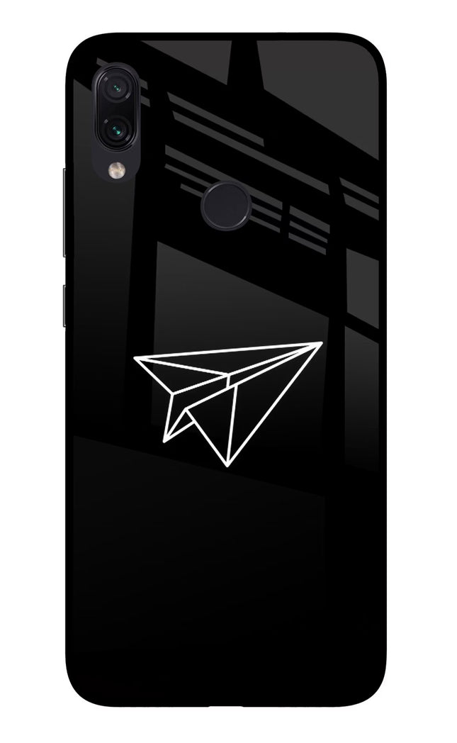 Paper Plane White Redmi Note 7S Glass Case Back Cover by Casekaro