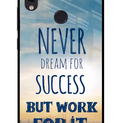 Never Dream For Success But Work For It Redmi Note 7S Glass Case Back Cover by Casekaro