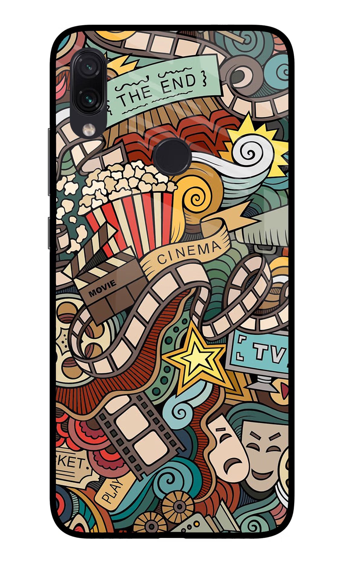 Cinema Abstract Redmi Note 7S Glass Case Back Cover by Casekaro