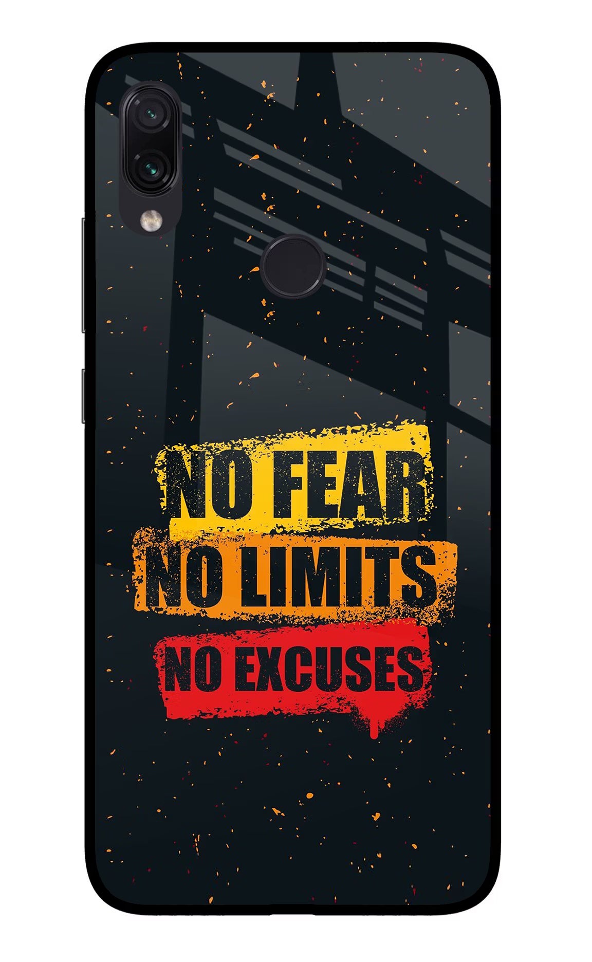 No Fear No Limits No Excuse Redmi Note 7S Glass Case Back Cover by Casekaro