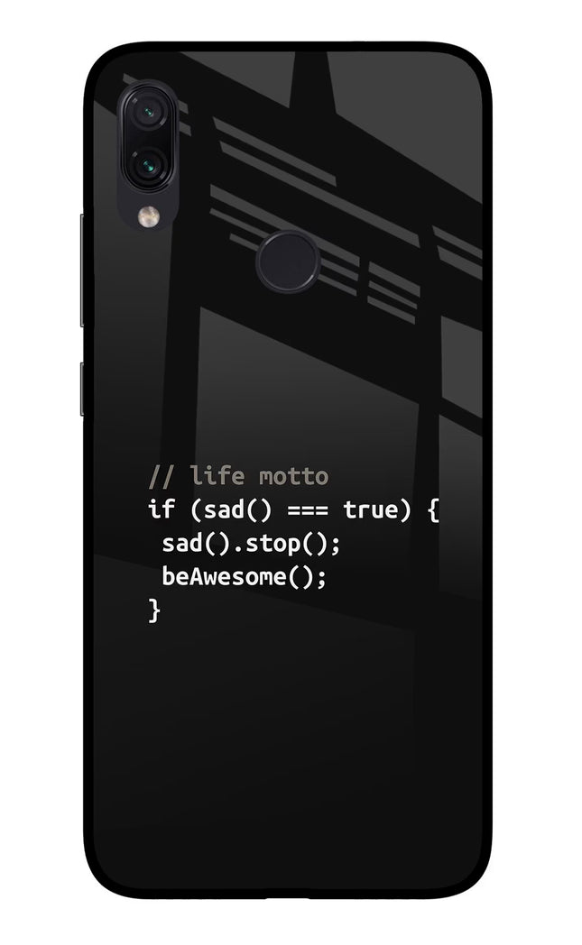 Life Motto Code Redmi Note 7S Glass Case Back Cover by Casekaro
