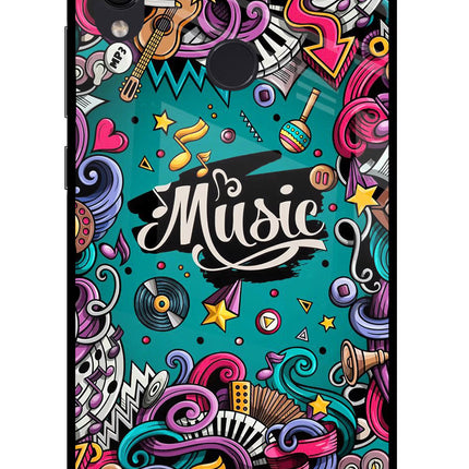 Music Graffiti Redmi Note 7S Glass Case Back Cover by Casekaro