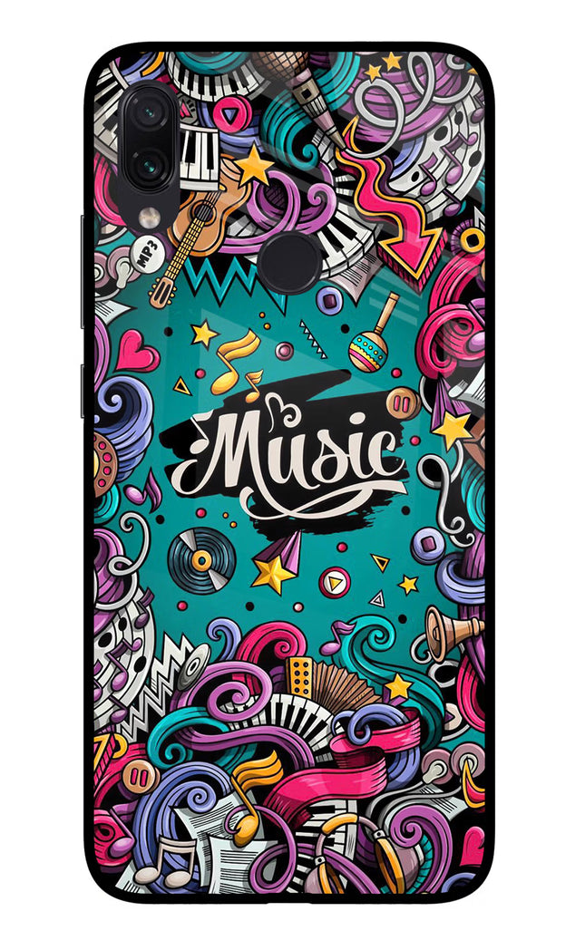 Music Graffiti Redmi Note 7S Glass Case Back Cover by Casekaro