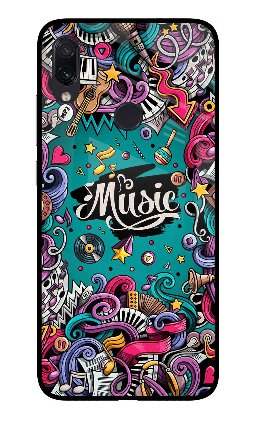 Music Graffiti Redmi Note 7S Back Cover, Glass case