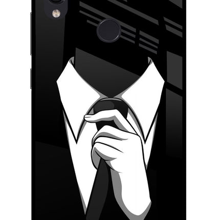 Black Tie Redmi Note 7S Glass Case Back Cover by Casekaro