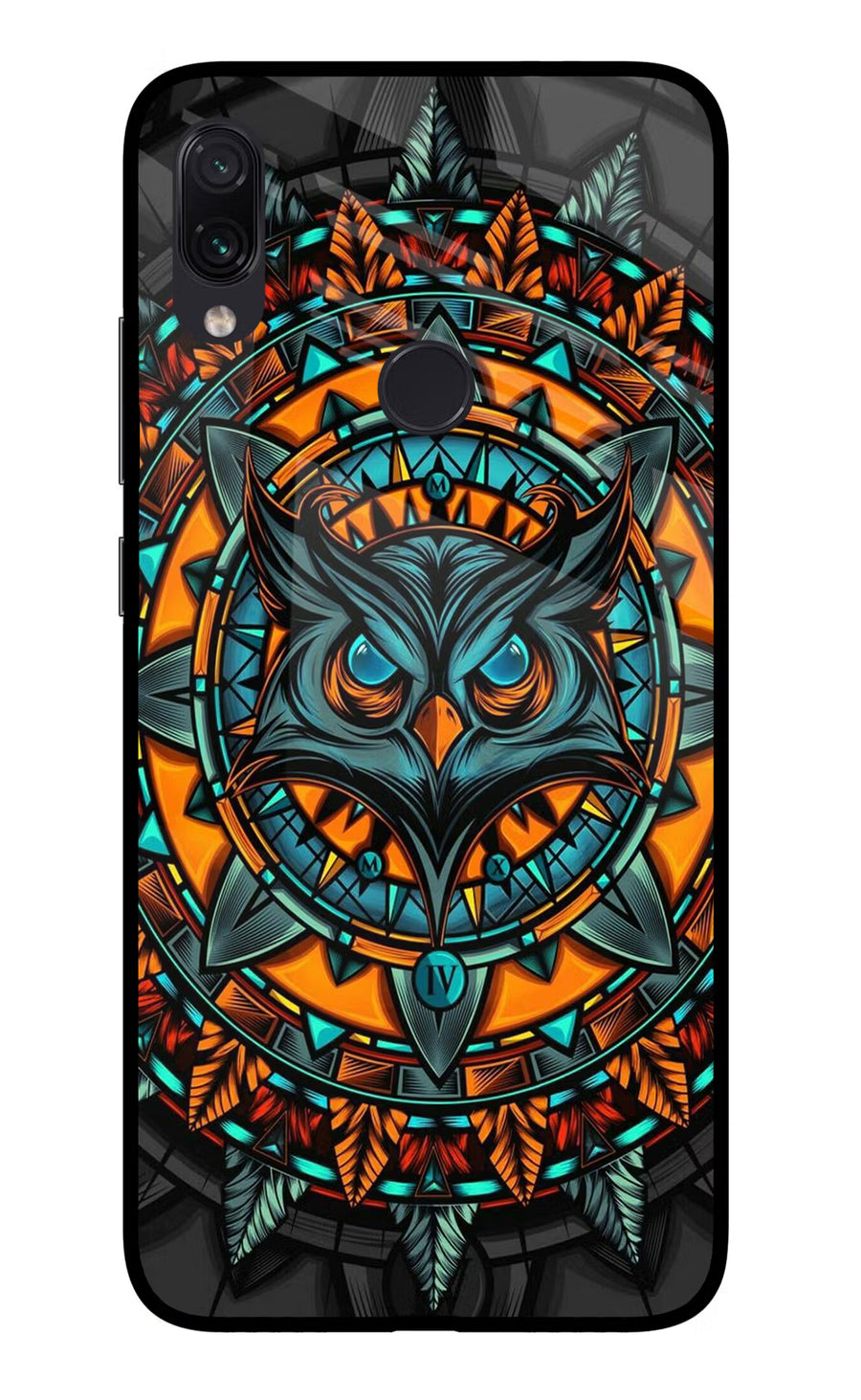 Angry Owl Art Redmi Note 7S Back Cover, Glass case