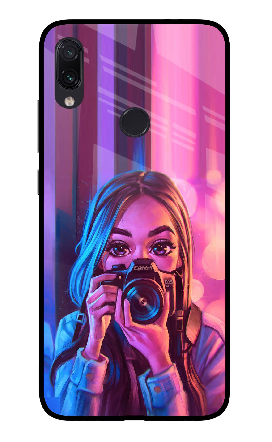 Girl Photographer Redmi Note 7S Glass Case