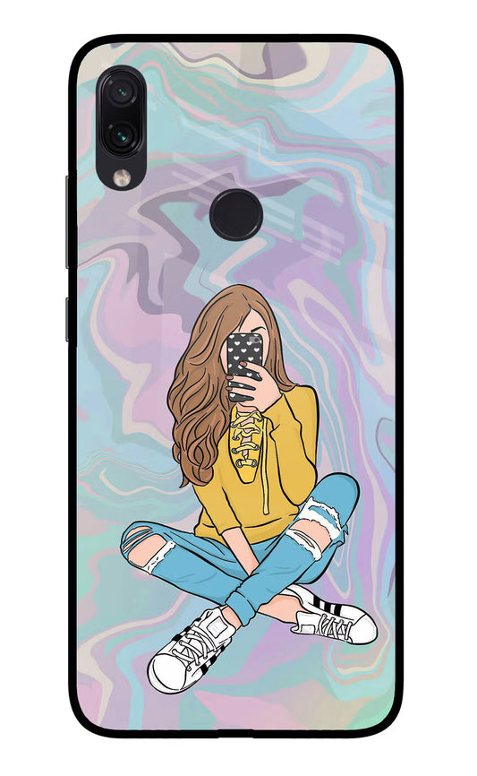 Selfie Girl Redmi Note 7S Glass Case