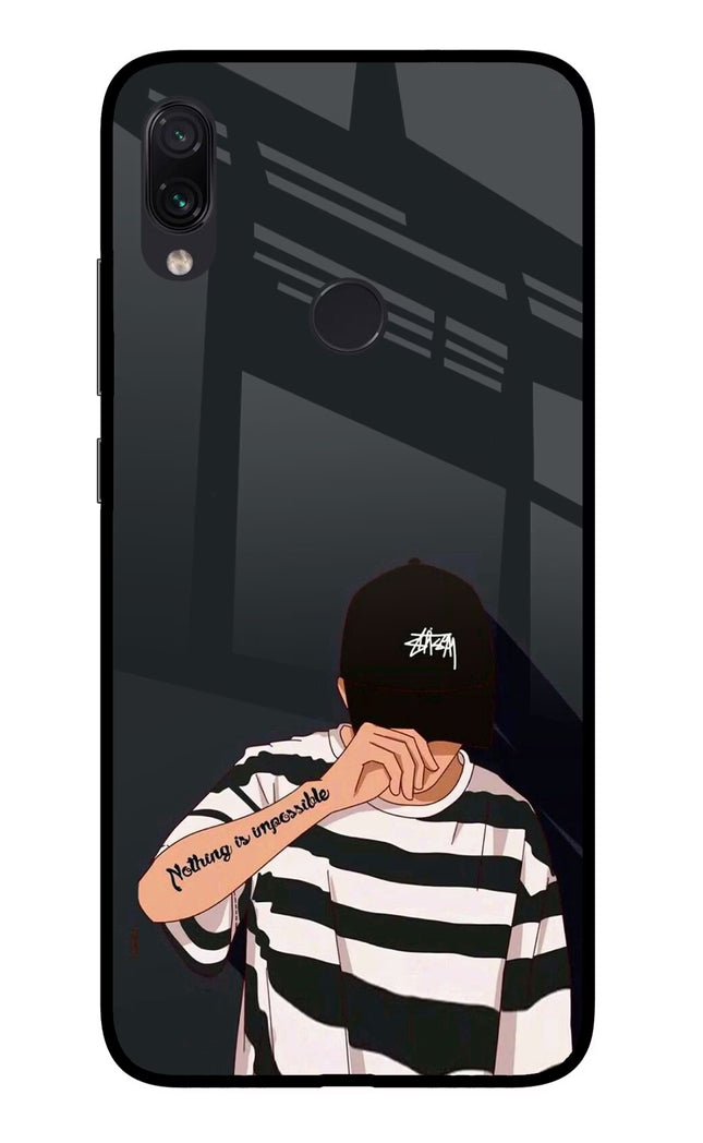 Aesthetic Boy Redmi Note 7S Glass Case Back Cover by Casekaro