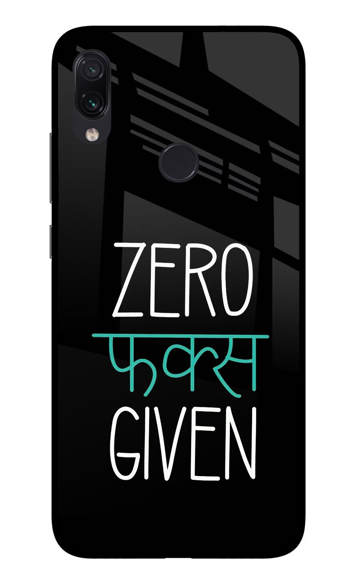 Zero Fucks Given Redmi Note 7S Glass Case Back Cover by Casekaro