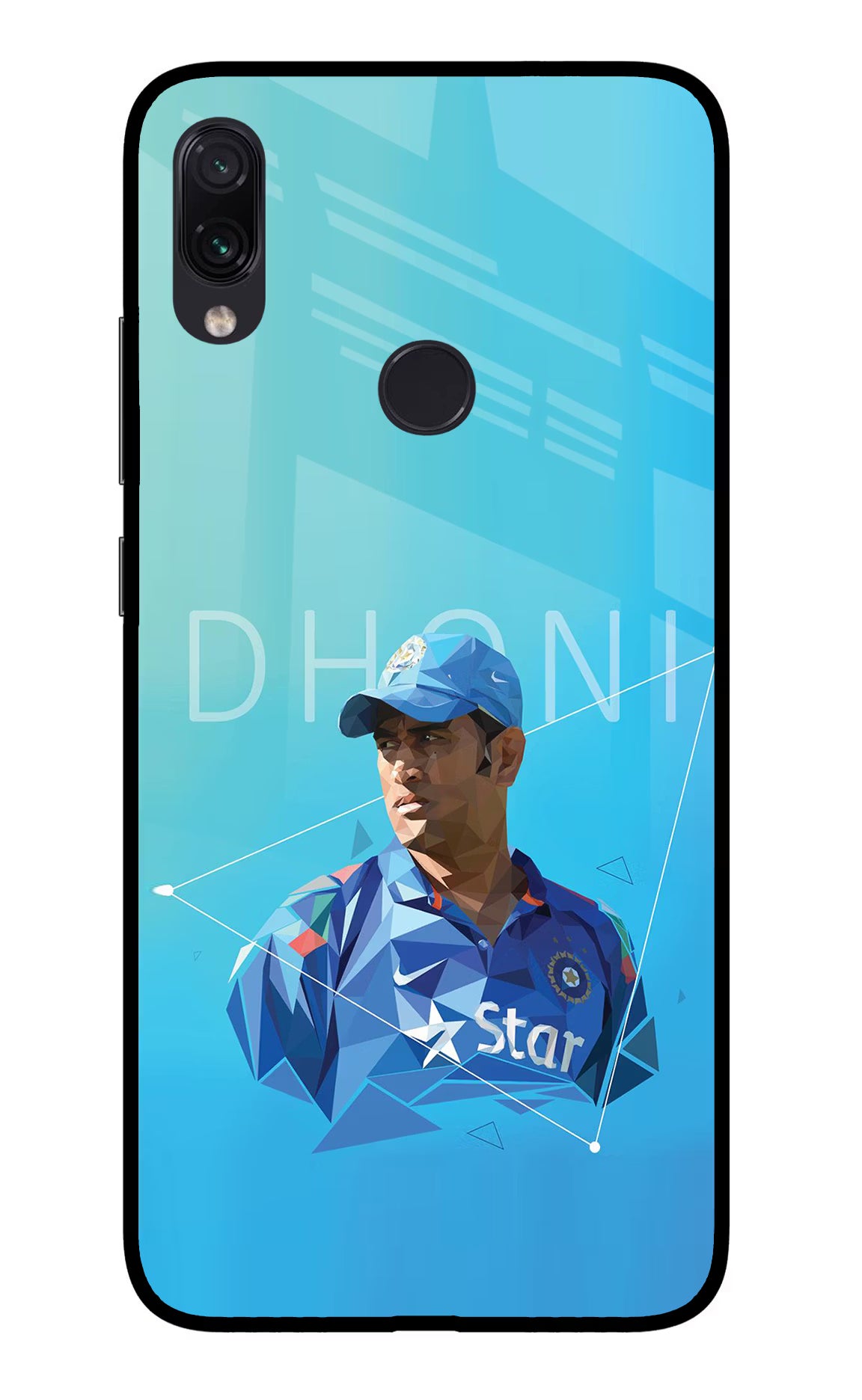 Dhoni Artwork Redmi Note 7S Glass Case
