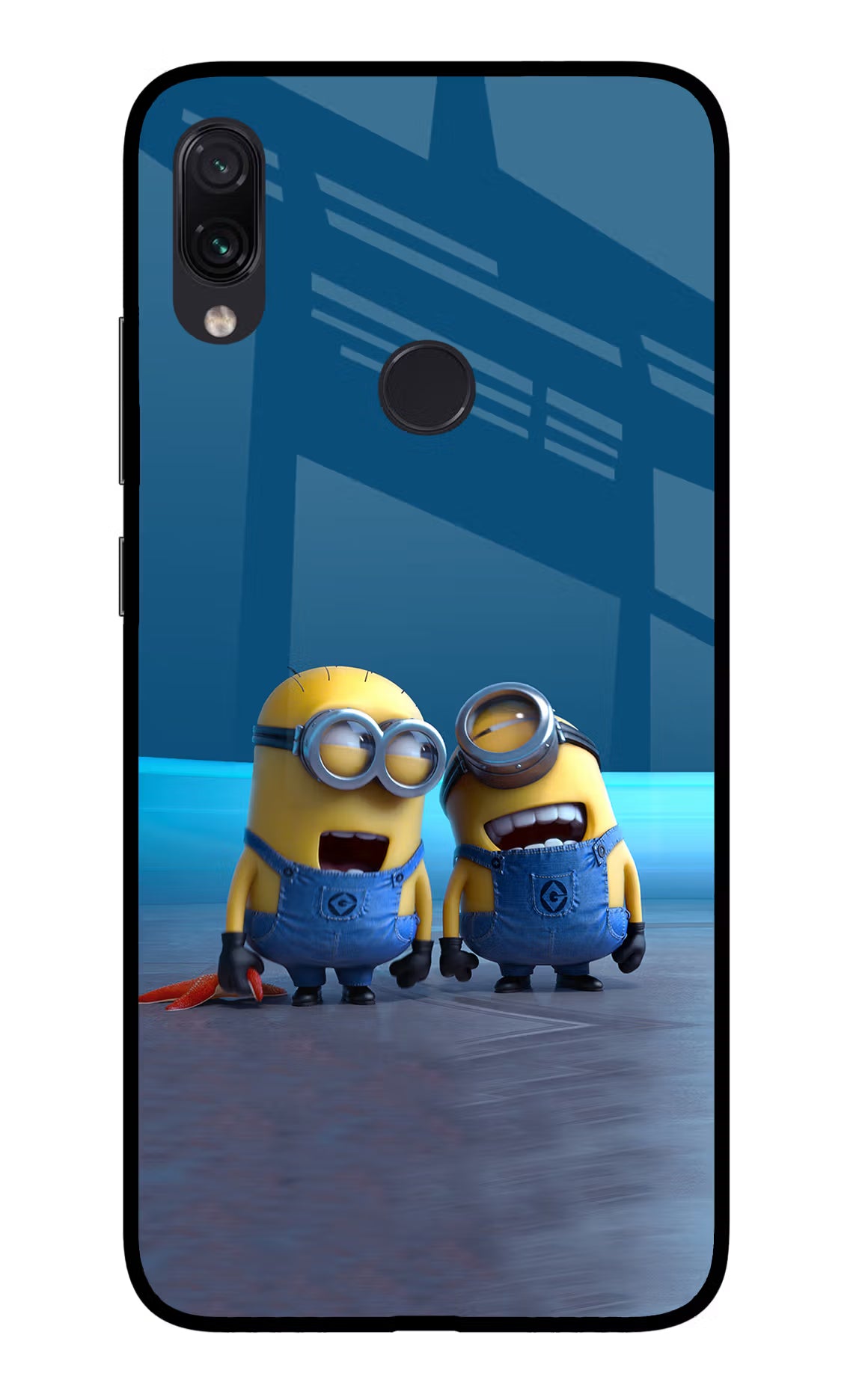Minion Laughing Redmi Note 7S Glass Case Back Cover by Casekaro