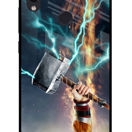 Thor Hammer Mjolnir Redmi Note 7S Glass Case Back Cover by Casekaro