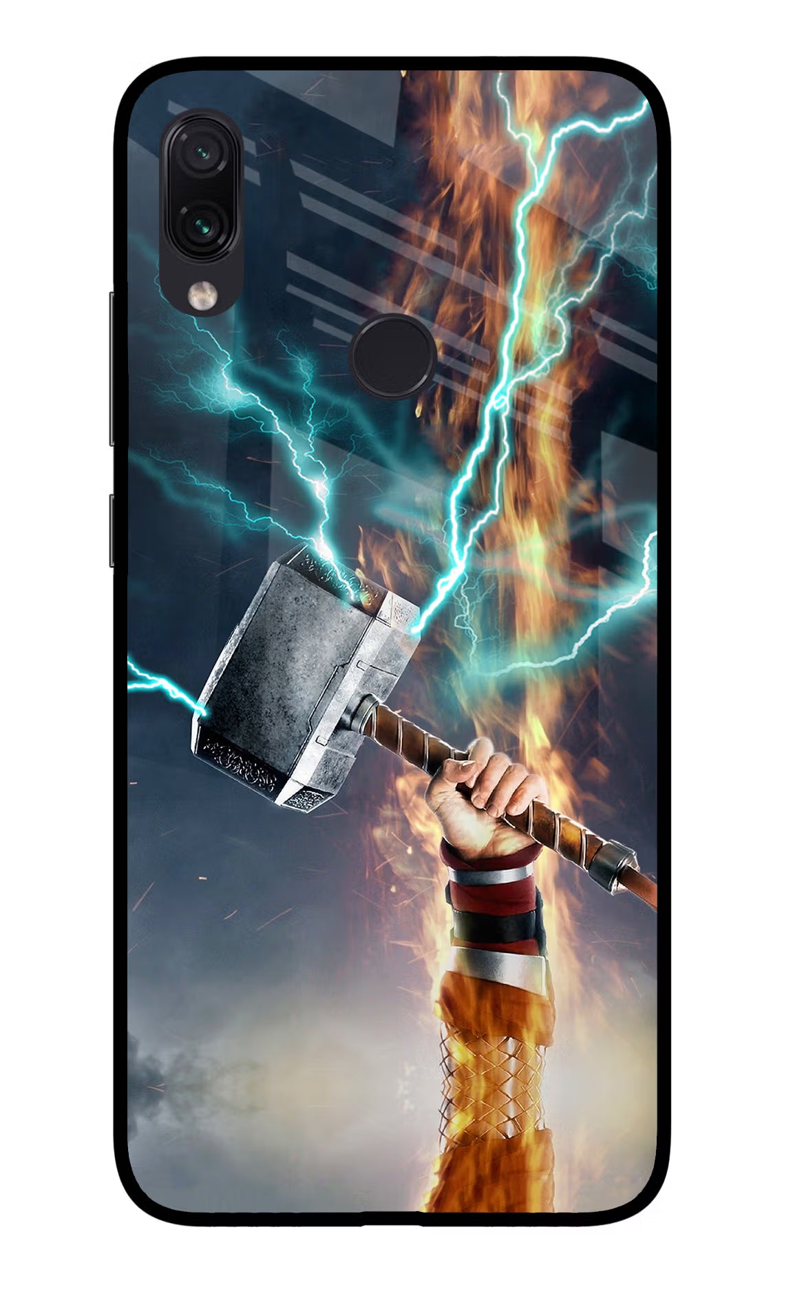 Thor Hammer Mjolnir Redmi Note 7S Glass Case Back Cover by Casekaro