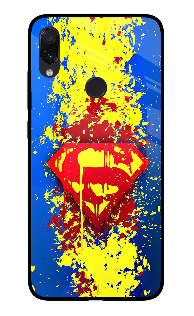 Superman logo Redmi Note 7S Glass Case Back Cover by Casekaro