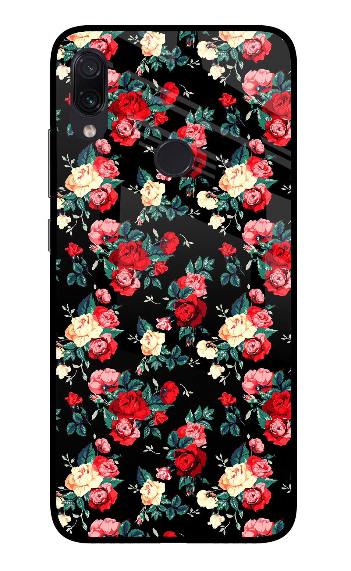 Rose Pattern Redmi Note 7S Glass Case