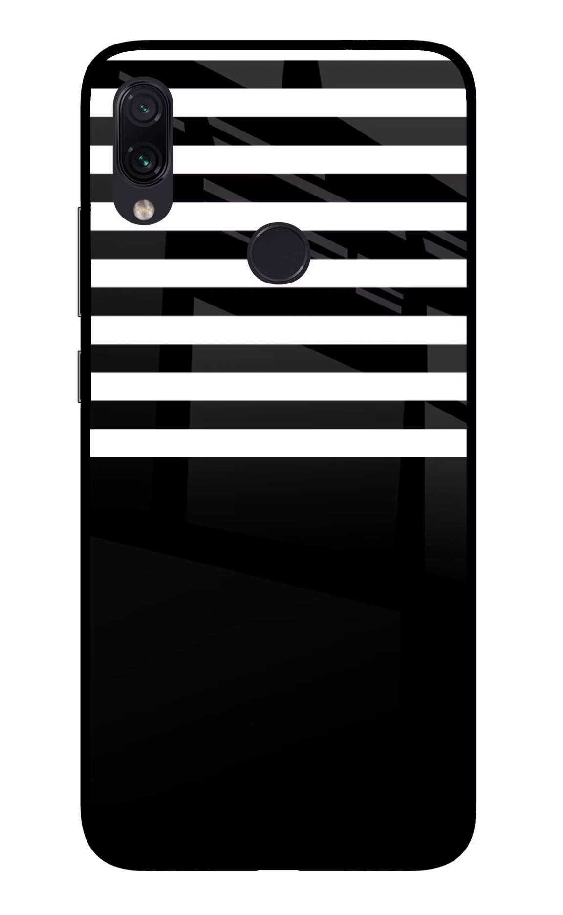 Black and White Print Redmi Note 7S Glass Case Back Cover by Casekaro