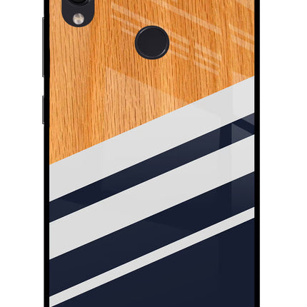 Blue and white wooden Redmi Note 7S Glass Case Back Cover by Casekaro