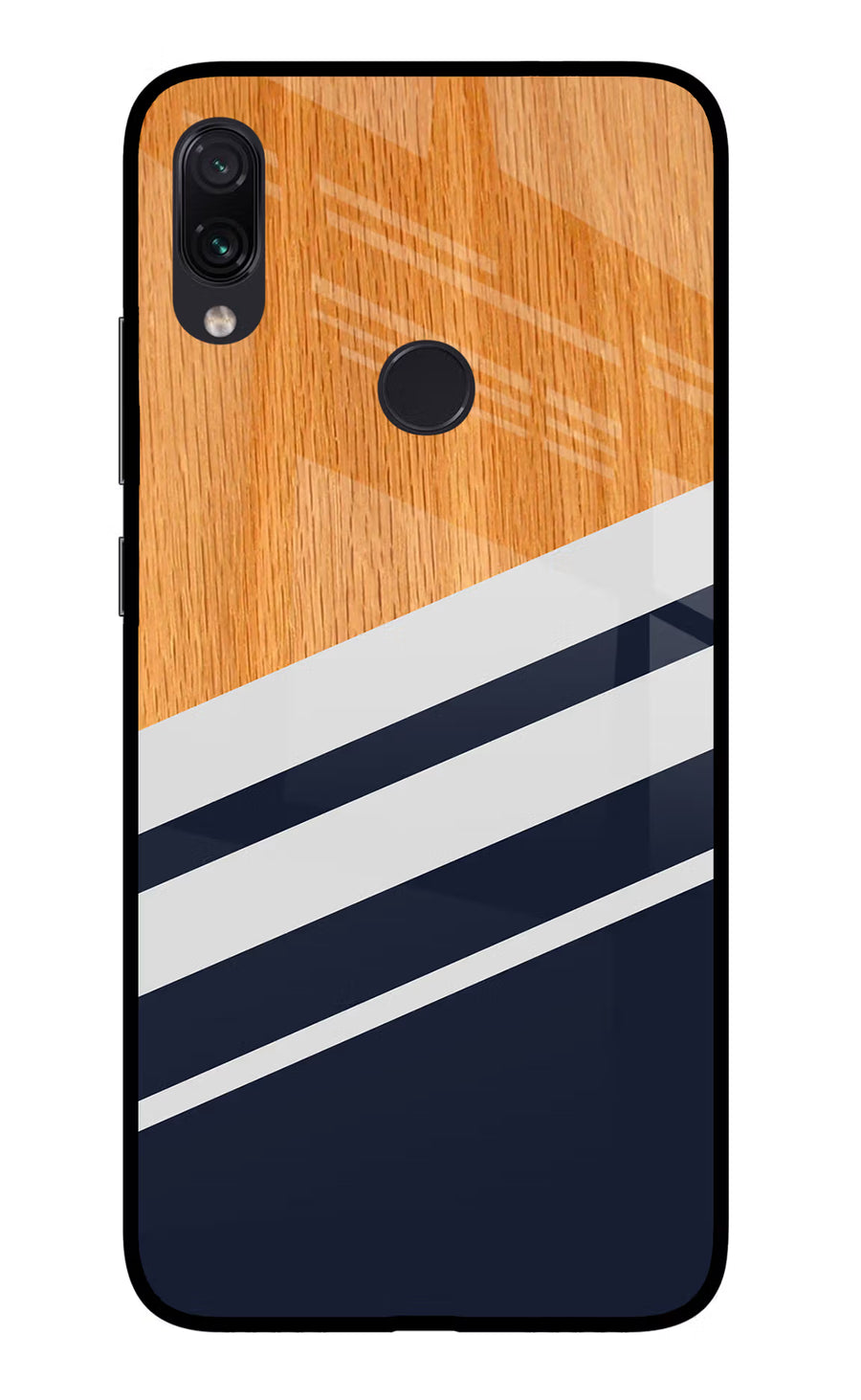 Blue and white wooden Redmi Note 7S Back Cover, Glass case